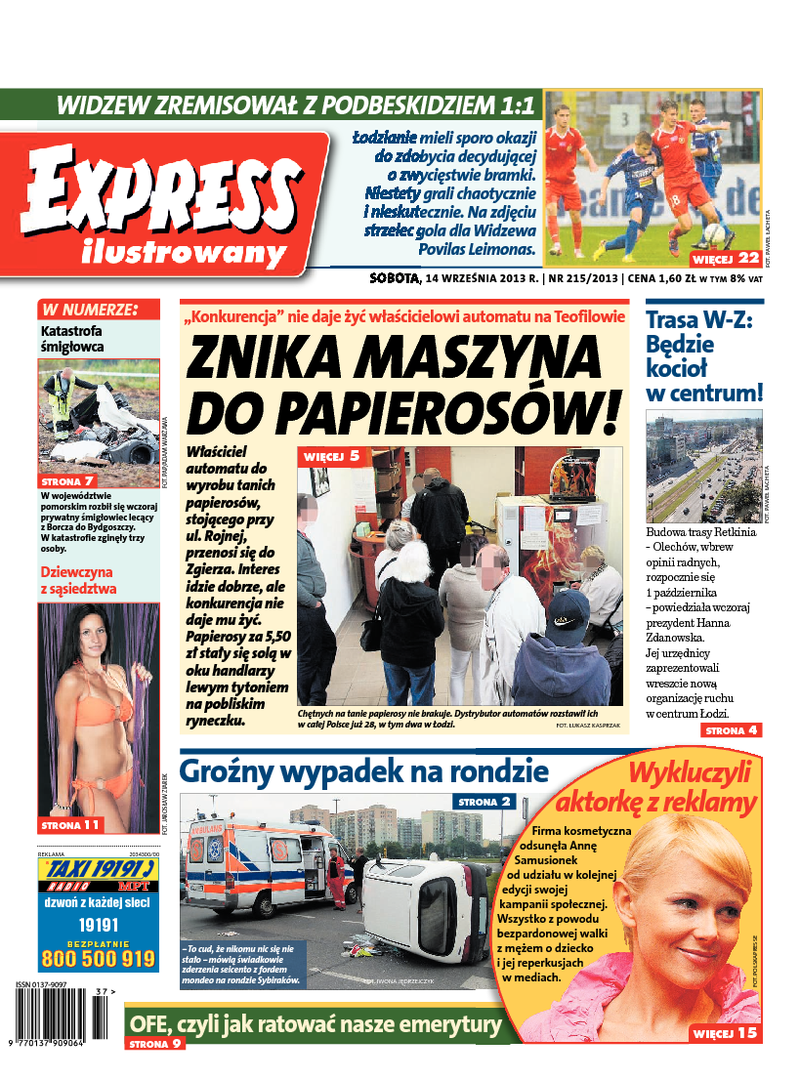 Express Ilustrowany - 2013-09-14 - Pierwsze strony (jedynki), okładki gazet  i czasopism 