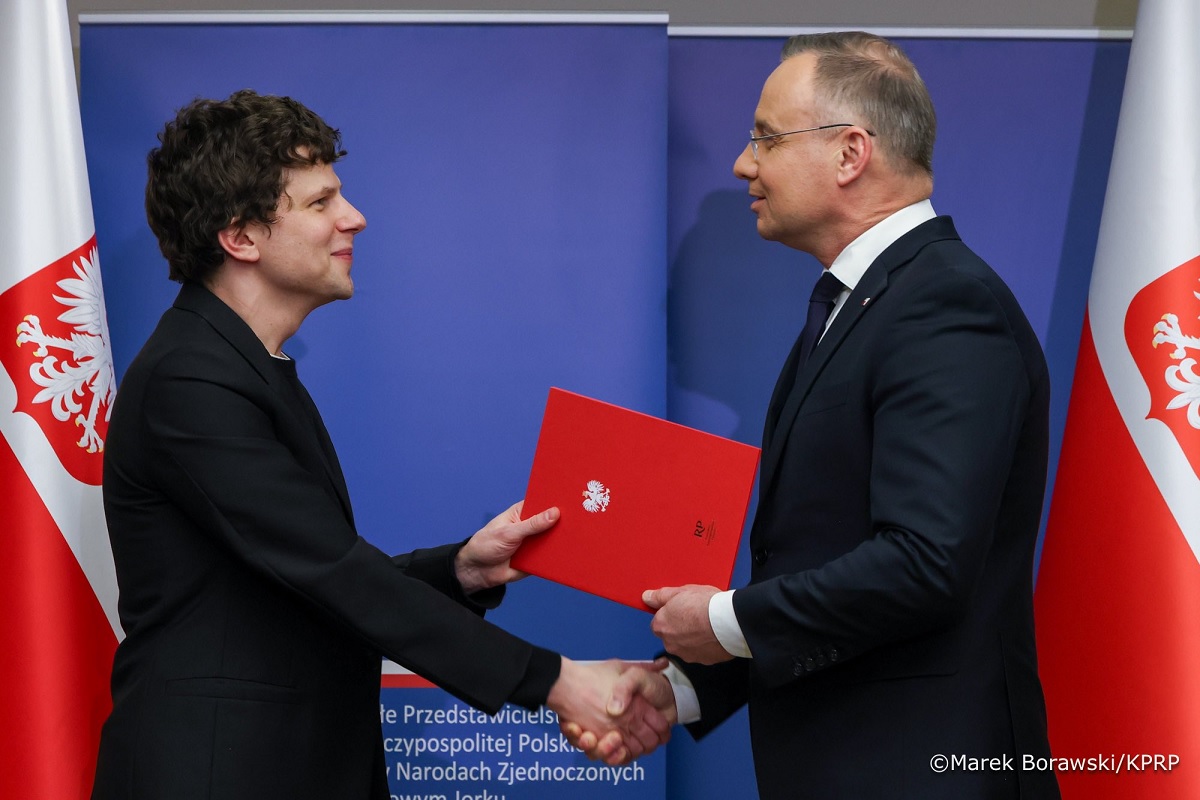 Jesse Eisenberg i Andrzej Duda, fot. kancelaria prezydenta