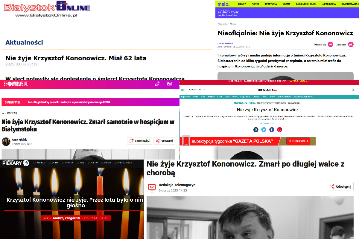 Media bez wiarygodnych źródeł informowały o śmierci Krzysztofa Kononowicza