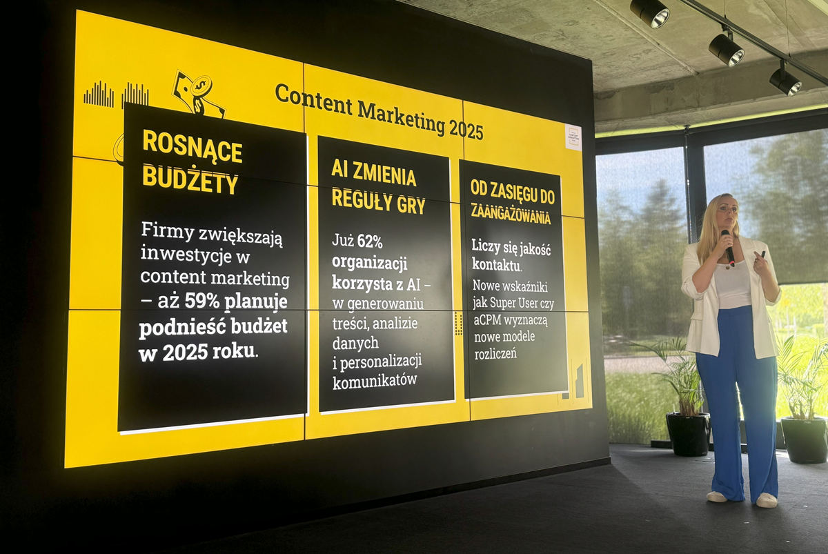 Agnieszka Gajzler, szefowa Stowarzyszenia Content Marketing Polska podczas prezentacji raportu „Kondycja content marketingu w Polsce w 2025 roku”