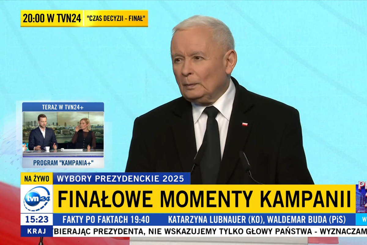 Usługa TVN24+ była promowana m.in. podczas konferencji prezesa PiS