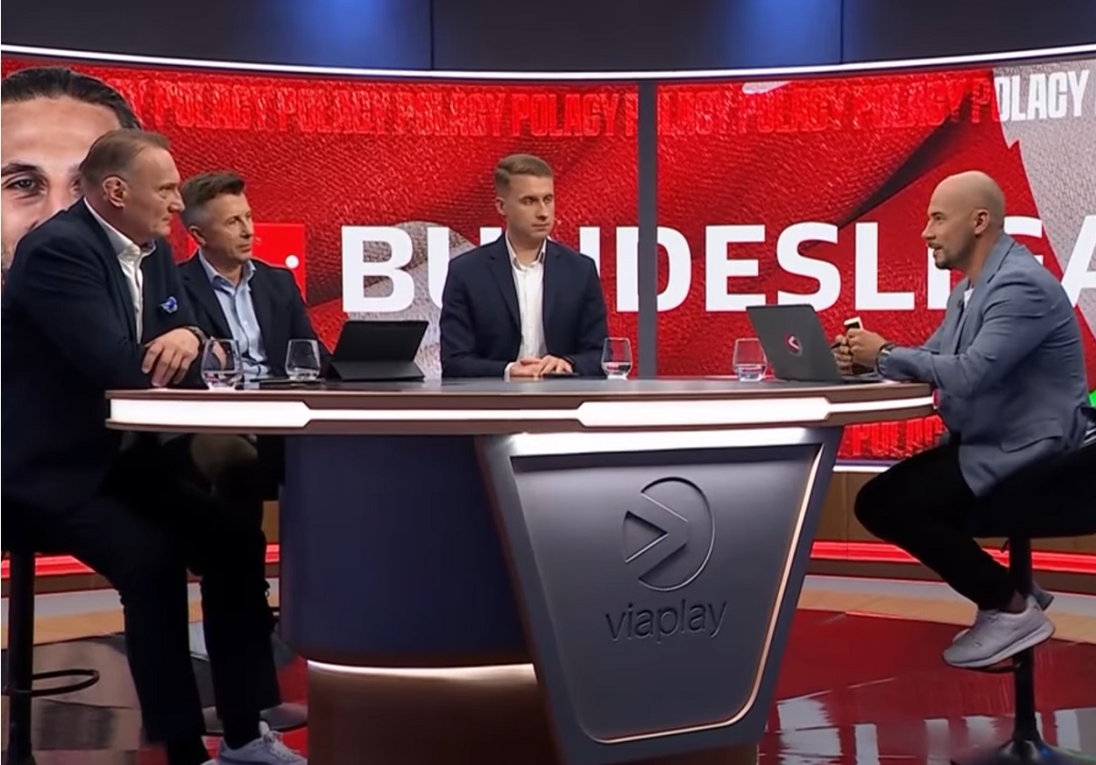 Kadr ze studia Viaplay przy meczach Bundesligi