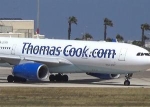 Samolot z logo Thomas Cook, fot. screen z youtube / rextupaza