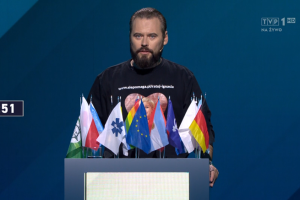 Krzysztof Stanowski podczas debaty prezydenckiej