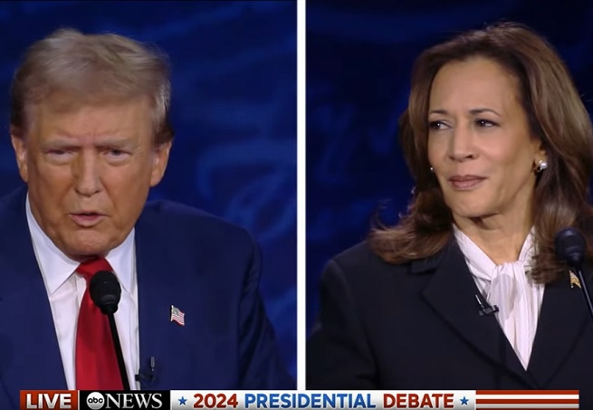 Donald Trump i Kamala Harris podczas debaty, fot. screen z ABC News