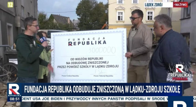 TV Republika przekazała 3 mln zł na pomoc powodzianom