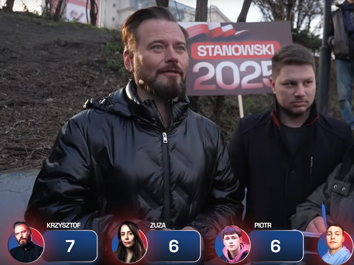 Krzysztof Stanowski podczas zbiórki podpisów za swoją kandydaturą na prezydenta, fot. screen z Kanału Zero