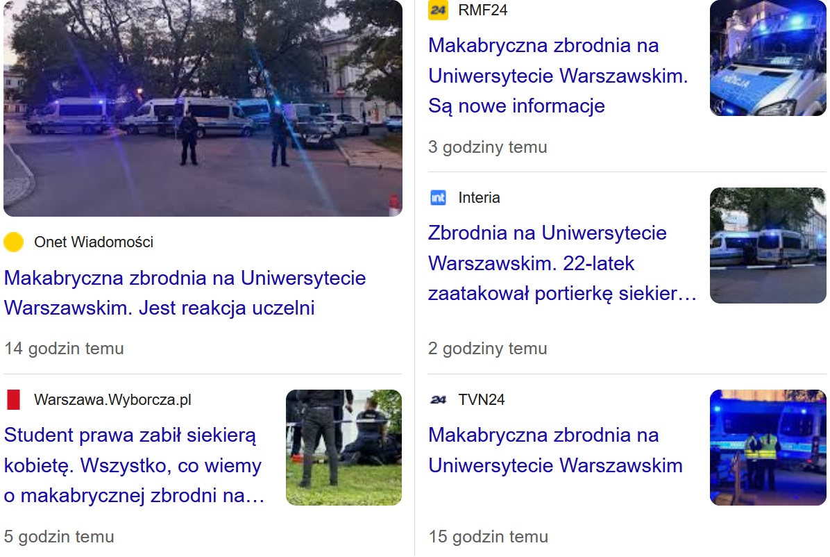 Portale bez nagrania zbrodni na UW. „Makabra” w tytułach