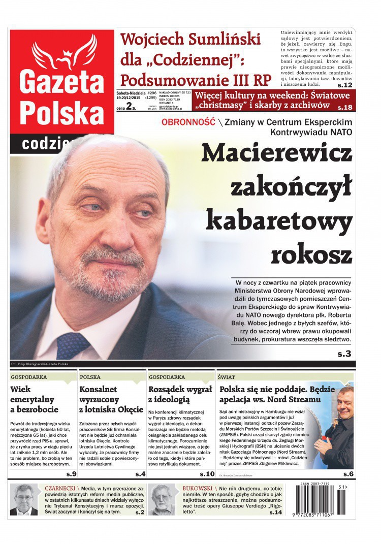 Gazeta Polska Codziennie 2015 12 19 Pierwsze Strony Jedynki Okładki Gazet I Czasopism 7448
