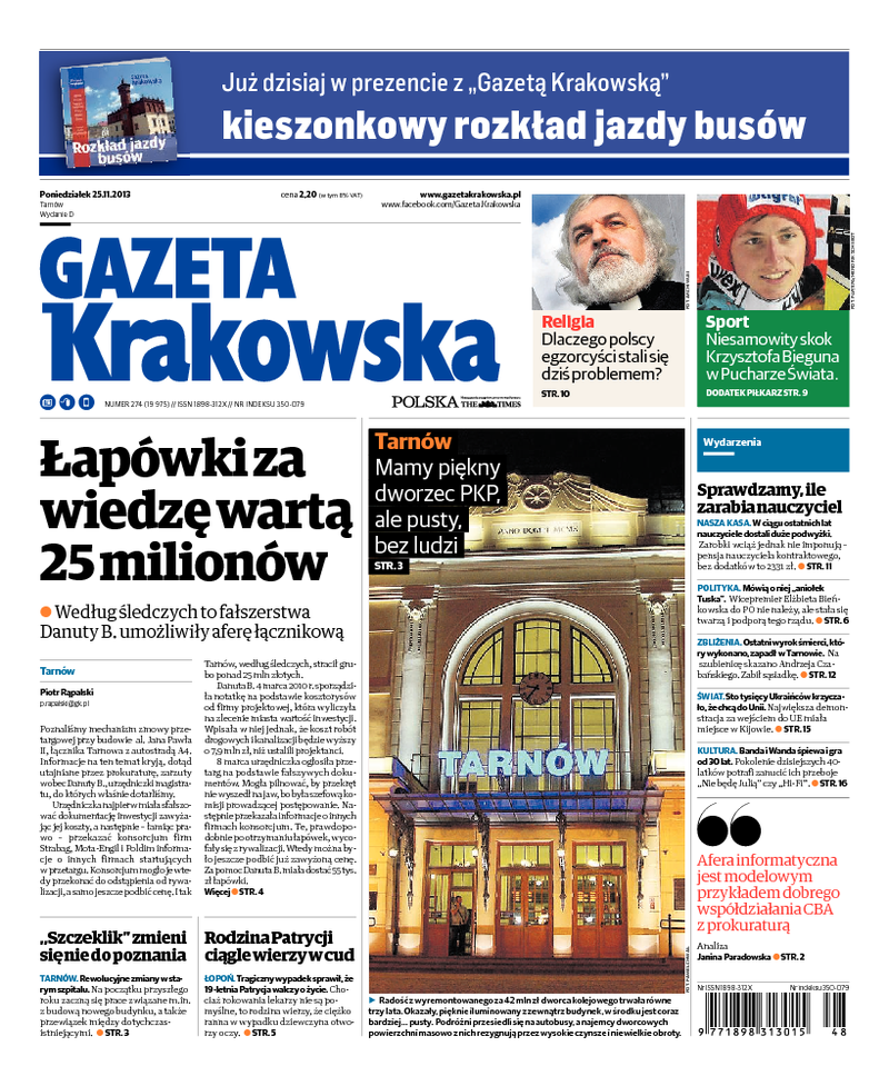 Gazeta Krakowska - 2013-11-25 - Pierwsze strony (jedynki ...