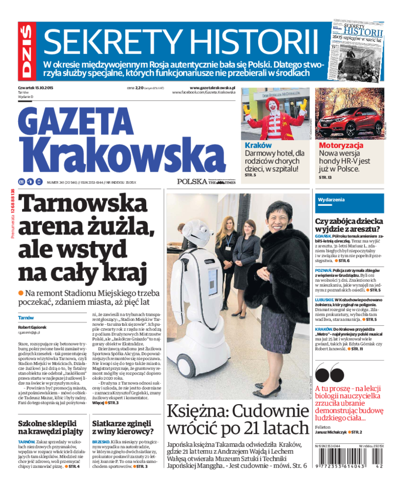 Gazeta Krakowska - 2015-10-15 - Pierwsze strony (jedynki ...