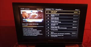 Lista kanałów na telewizorze podłączonym do dekodera Polsat Box