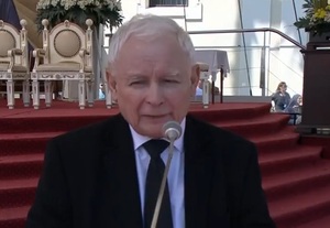 Jarosław Kaczyński na Pielgrzymce Radia Maryja, fot. screen z TVP Info