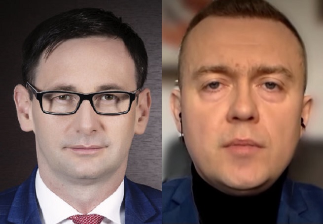 Daniel Obajtek (fot. materiały prasowe) i Piotr Nisztor (fot. screen z TVP Info)