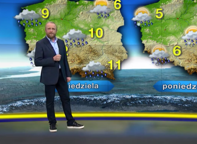 Piotr Adamczyk jako prezenter pogody w TVN