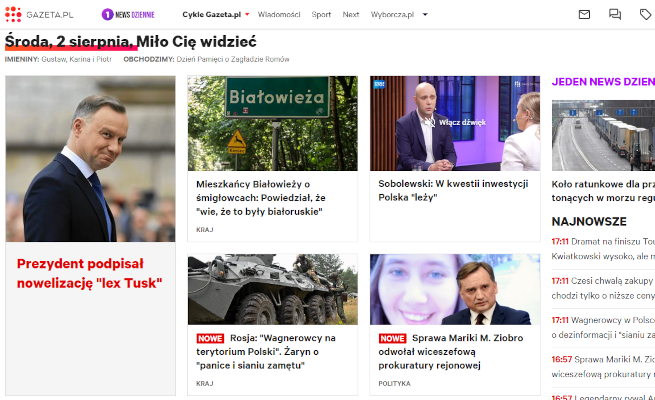 Strona główna portalu Gazeta.pl, fot. screen