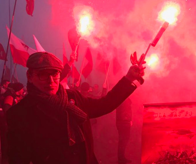 Cezary Gmyz na Marszu Niepodległości, fot. twitter.com/cezarygmyz