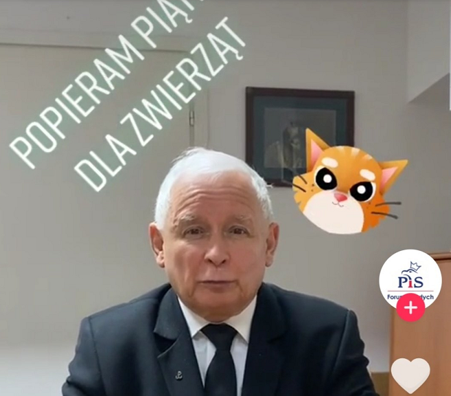 Jarosław Kaczyński w nagraniu na TikToku