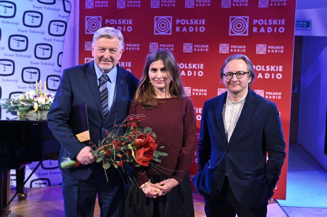Laureaci Nagrody im. Krzysztofa Zaleskiego (od lewej): Zbigniew Lesień, Magdalena Miecznicka, Łukasz Lewandowski. Fot. Cezary Piwowarski / Polskie Radio