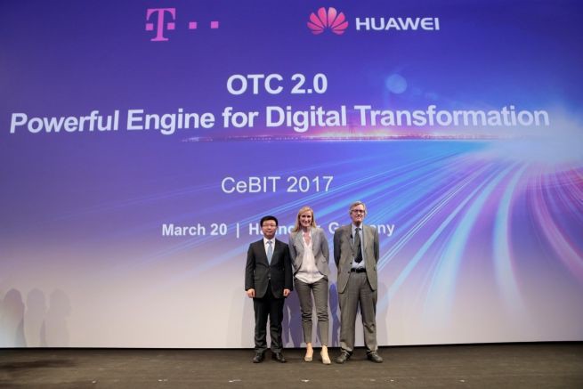 Przedstawiciele Huawei i Deutsche Telekom na konferencji podczas targów CeBIT 2017, fot.: Huawei