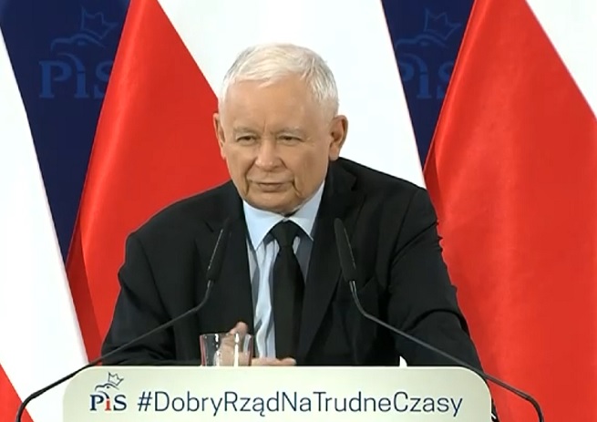 Jarosław Kaczyński na spotkaniu wyborczym, fot. screen z TVP Info