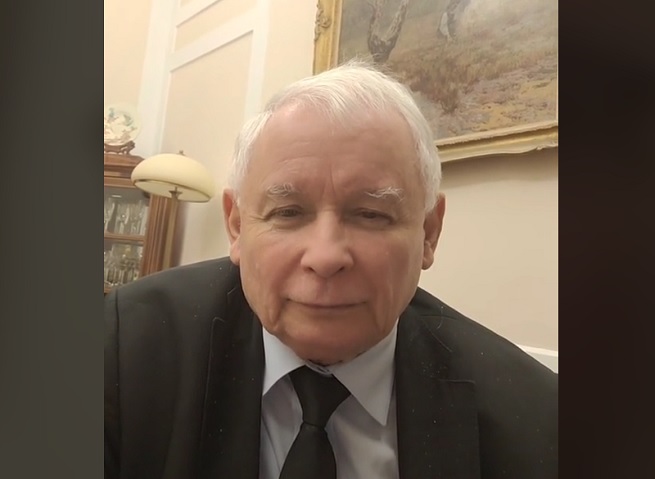 Jarosław Kaczyński w nagraniu na profilu tiktokowym Piotra Wawrzyka
