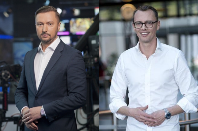 Od lewej: prezes TVN Discovery Polska Piotr Korycki i prezes Telewizji Polsat Stanisław Janowski