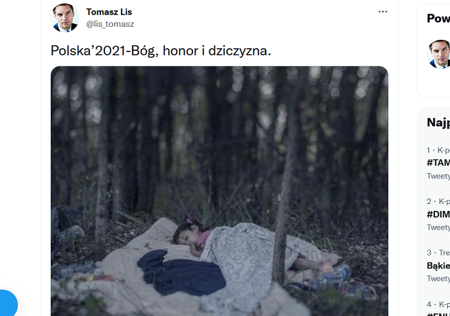 Screen wpisu Tomasza Lisa ze zdjęciem z Serbii z 2015 roku