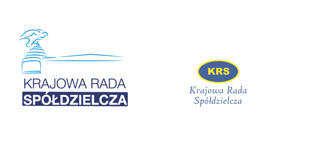 Krajowa Rada Spółdzielcza, po lewej nowe logo, po prawej poprzednia wersja