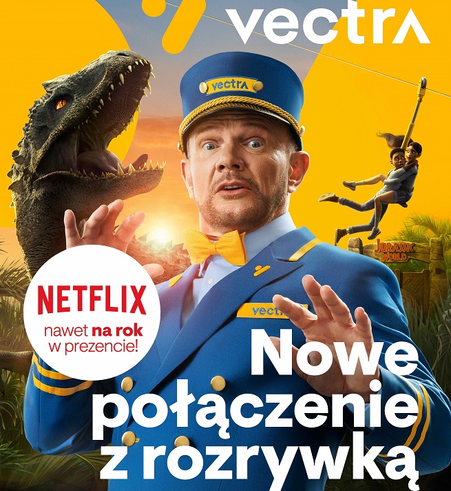 Cezary Pazura reklamujący Netflixa w ofercie Vectry
