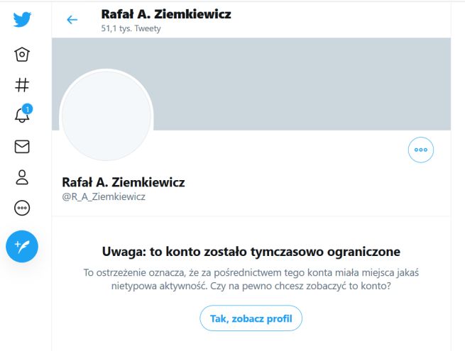 Tak w środę wyglądało twitterowe konto Rafała Ziemkiewicza 
